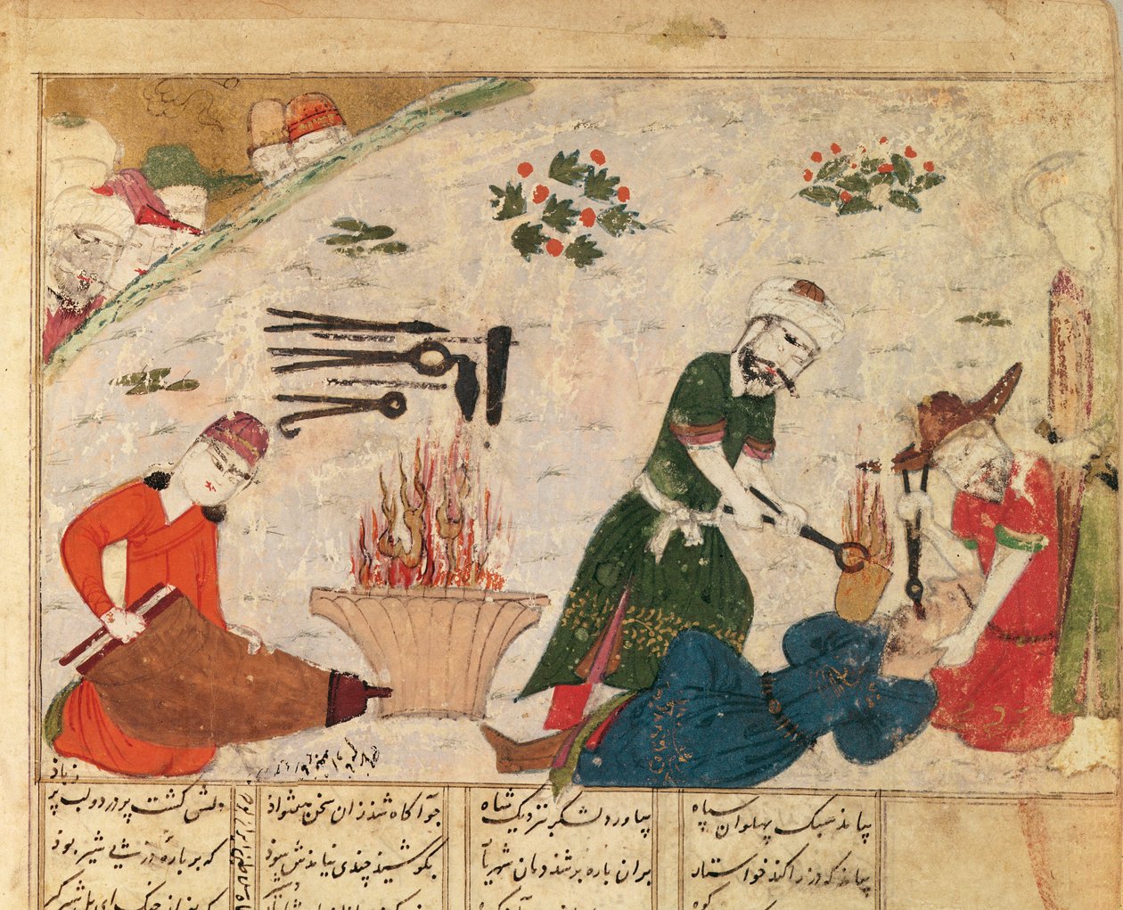 Ms Supp Pers 493 fol.363v Tortura di una delle guardie di Haftvad, da lo Shahnama (Libro dei Re) di Abul-Qasim Manur Firdawsi (c.934-c.1020) da Persian School