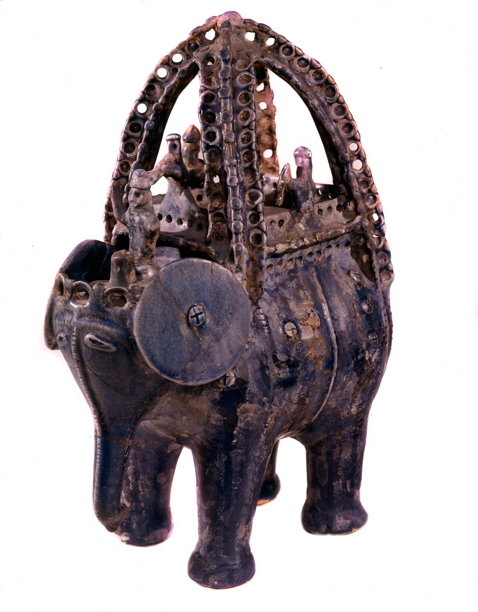 Arte persiana: rhyton in maiolica blu dalla regione di Gorgan in Iran. XIII secolo. Teheran, museo archeologico da Persian School