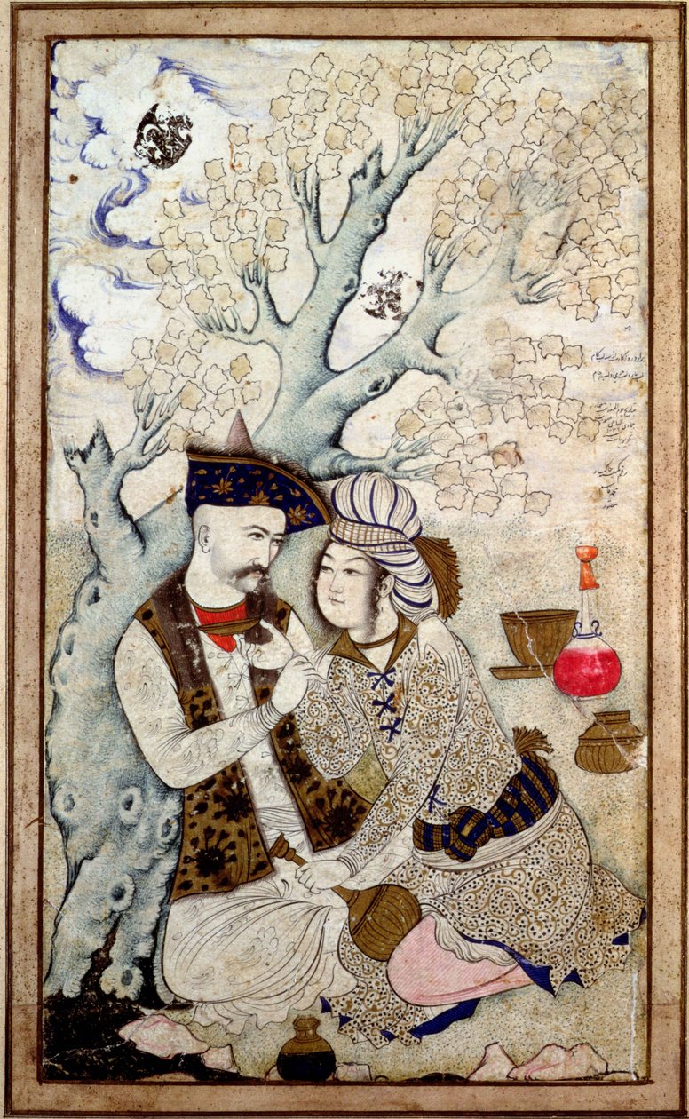 Ritratto di Shah Abbas I con uno dei suoi paggi, firmato Muhammad Qasim da Persian School