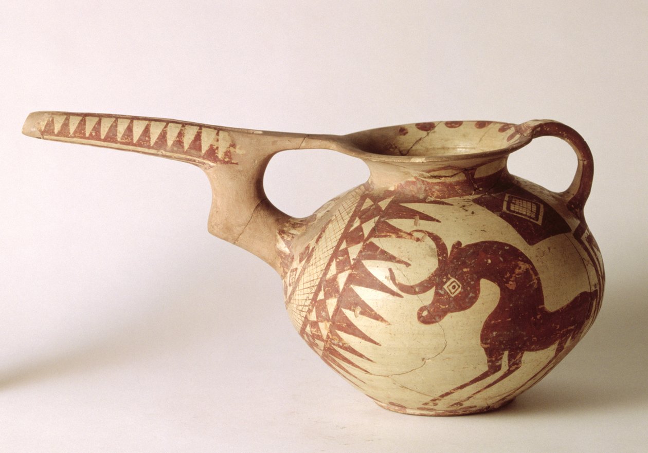 Vaso con beccuccio con motivi decorativi che simboleggiano il sole e la luna, da Sialk, Iran, I millennio a.C. da Persian School