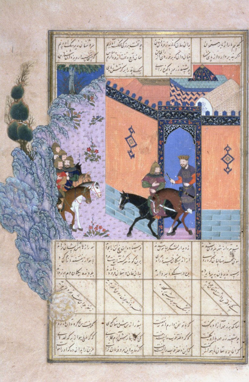 La fuga di Qubad, illustrazione dallo Shahnama (Libro dei Re) da Persian School