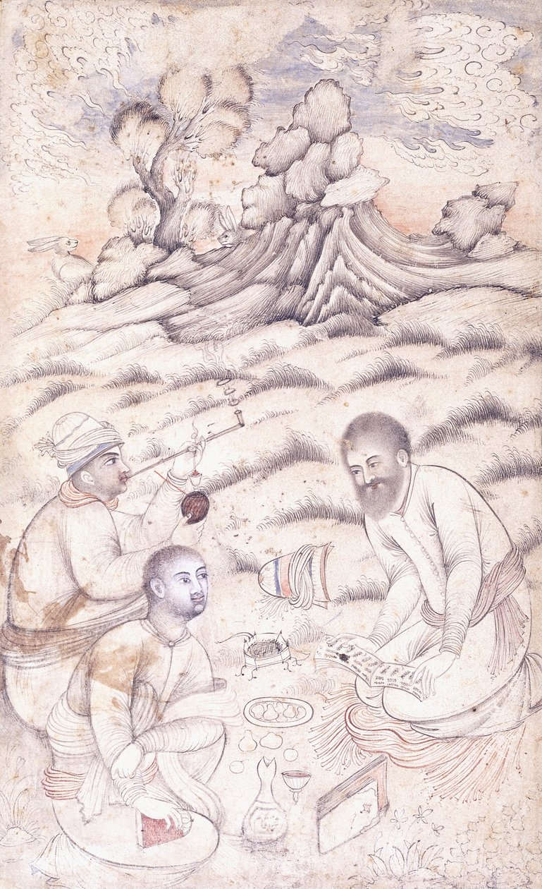 Tre giovani uomini in un paesaggio, c. metà XVII secolo da Persian School
