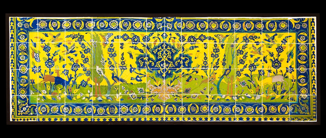 Piastrelle raffiguranti una scena naturale, da Isfahan, Iran, probabilmente XVII secolo da Persian School