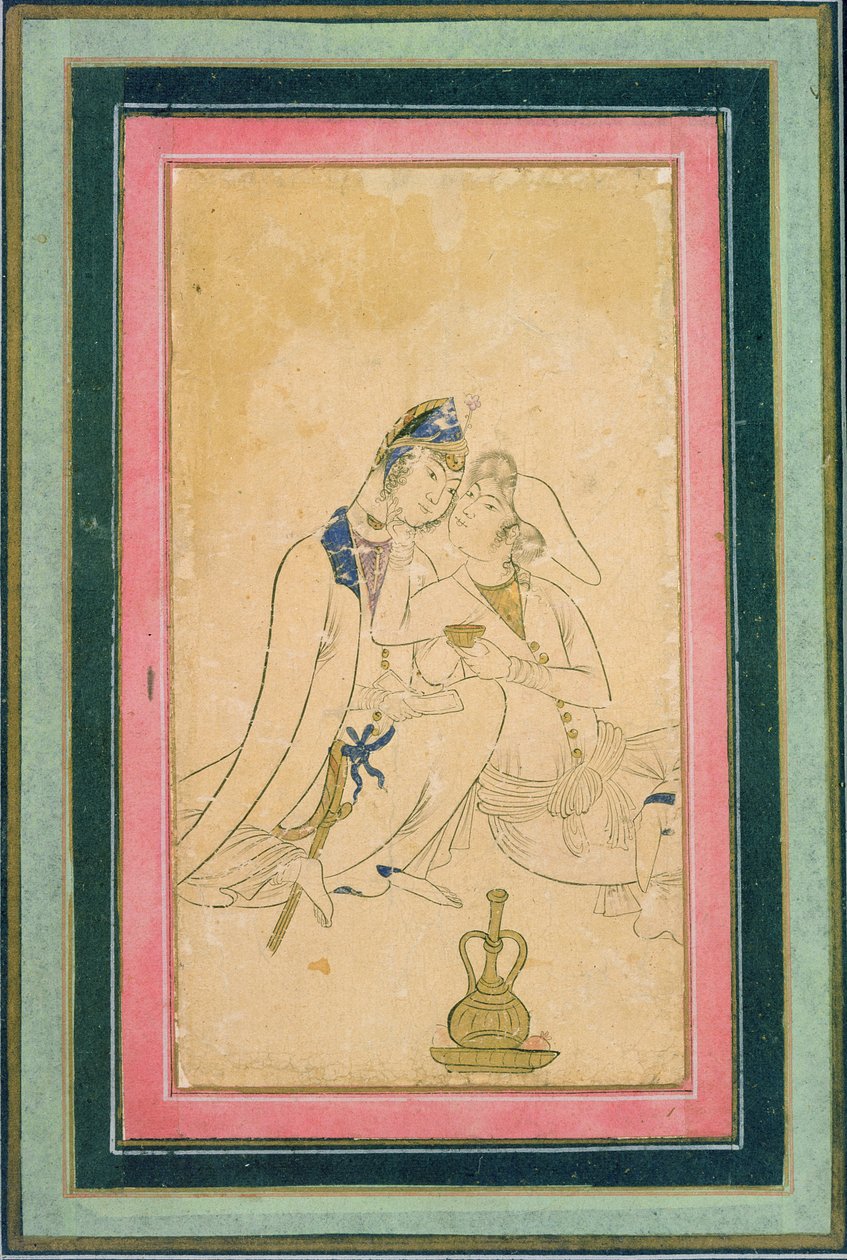 Due amanti, 1590 circa, persiano da Persian School