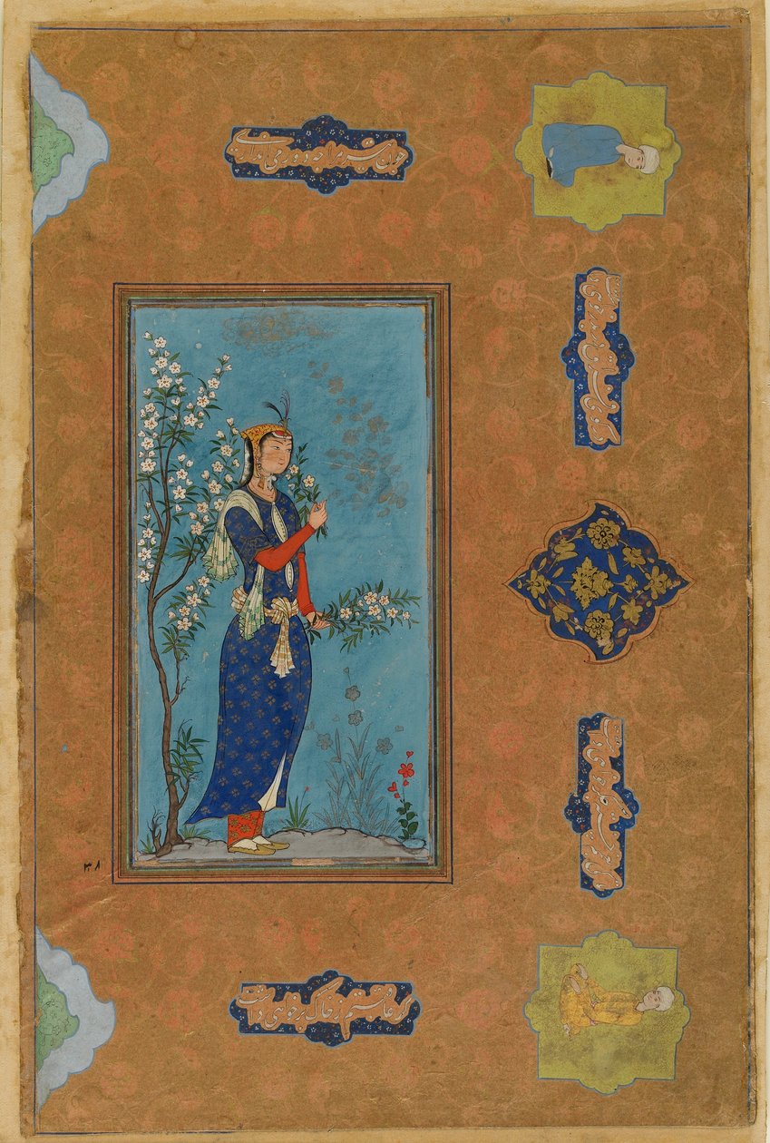 Donna con un mazzo di fiori, Periodo Safavide, c.1575 da Persian School