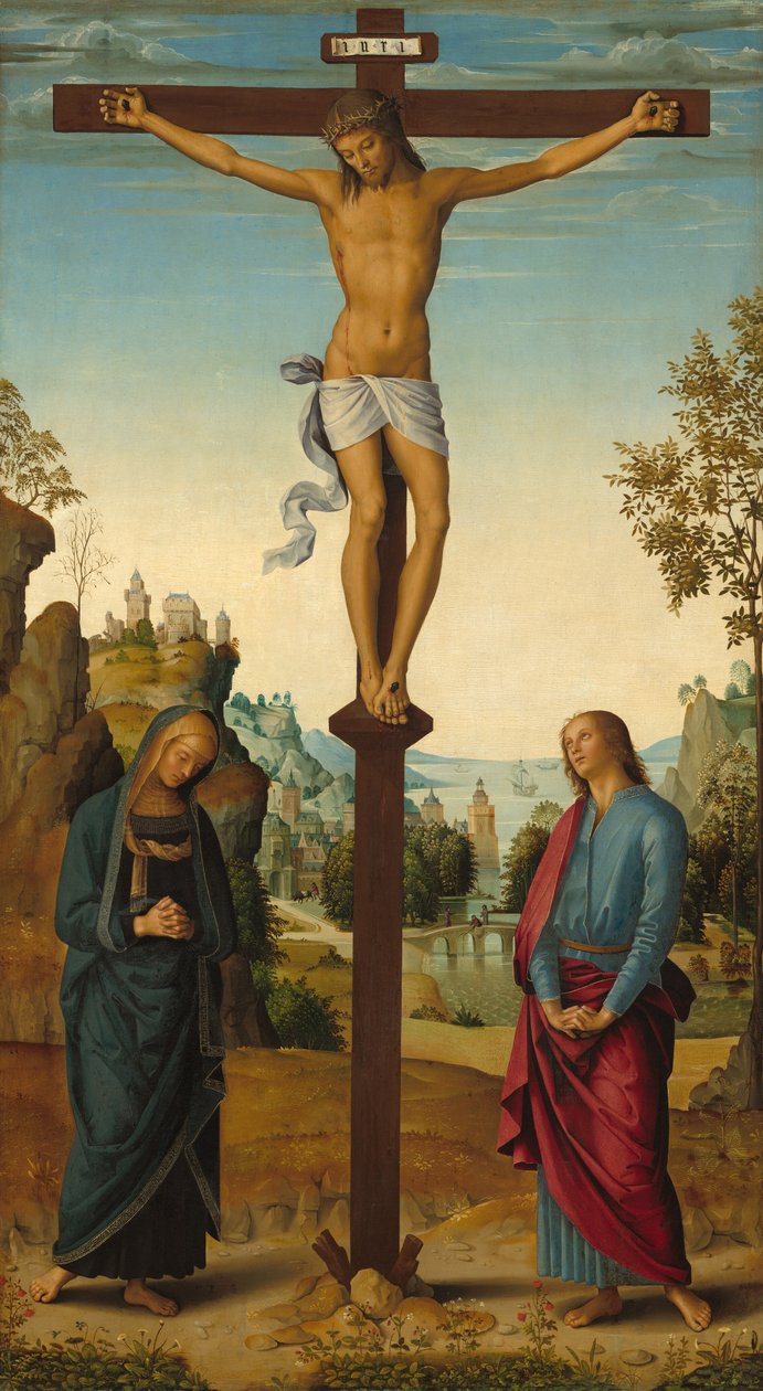 La crocifissione con la Vergine, San Giovanni, San Girolamo e Santa Maria Maddalena, c. 1482-1485 da Perugino