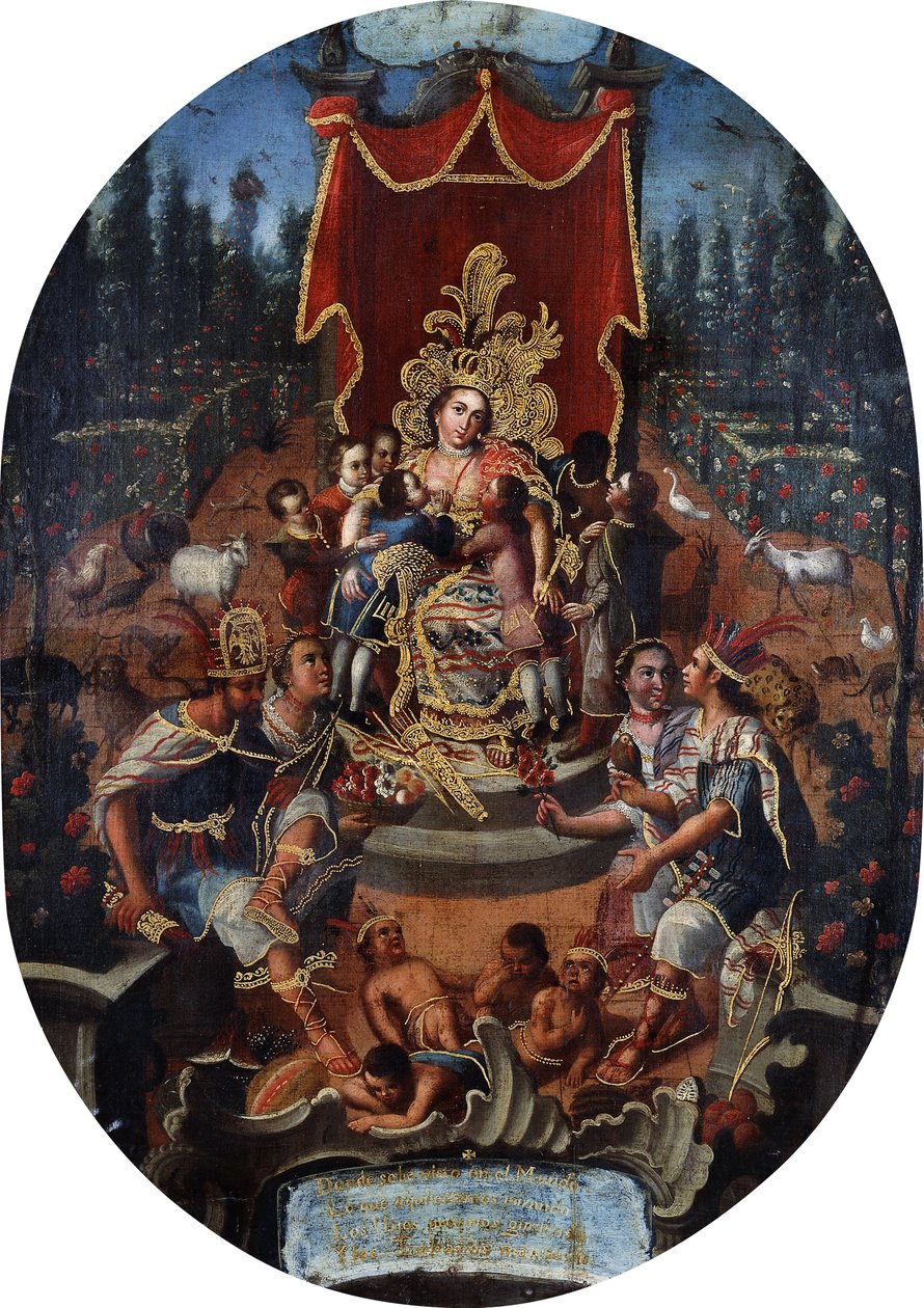 America che allatta ragazzi nobili spagnoli, c.1770 da Peruvian School