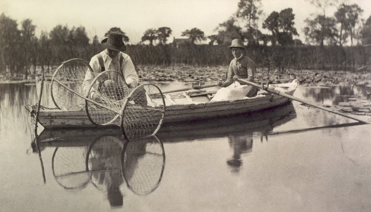 Preparazione della rete ad arco, Vita e paesaggio sui Norfolk Broads; c.1886 da Peter Emerson und Thomas Goodall