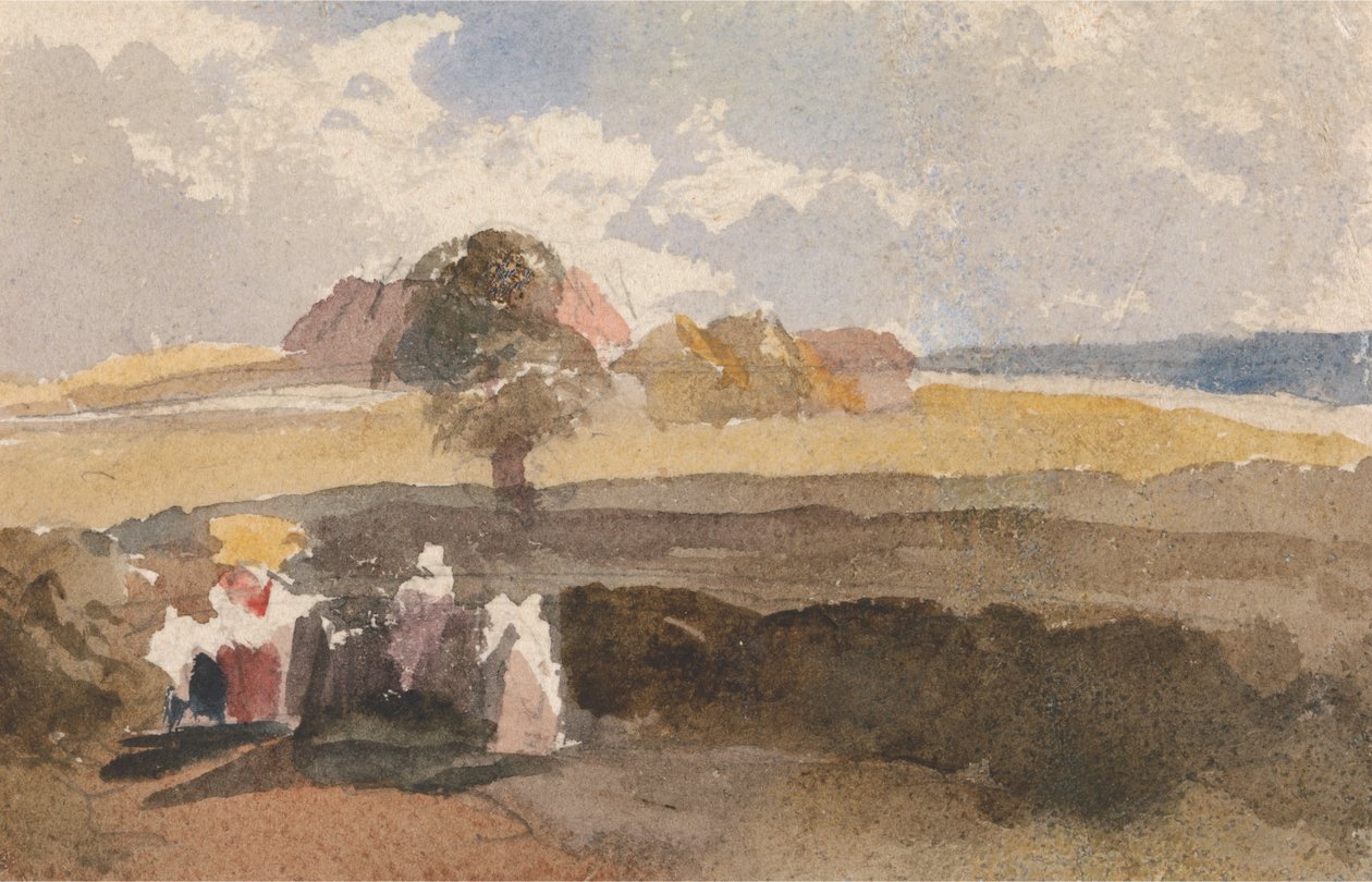 Schizzo di paesaggio con figure in primo piano da Peter de Wint