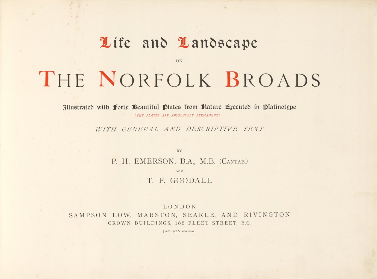 Vita e paesaggio sui Norfolk Broads. Illustrato con quaranta bellissime tavole dalla natura da Peter Henry Emerson