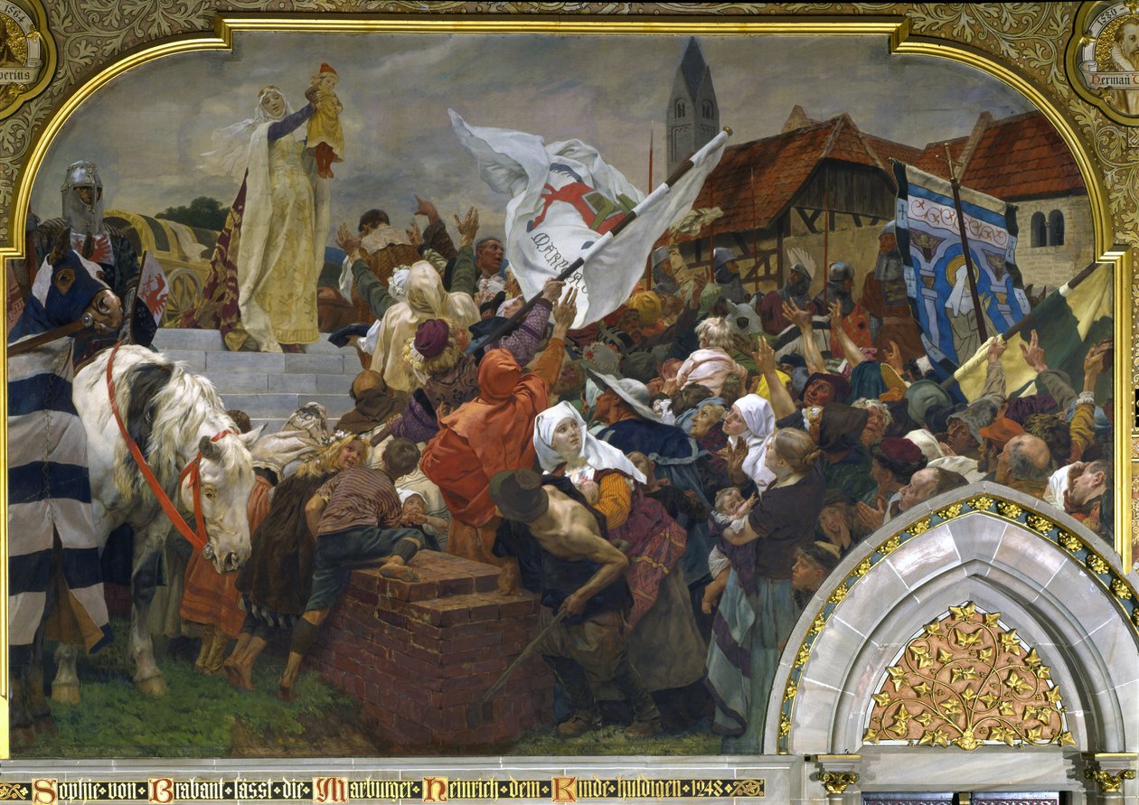 Sofia di Brabante presenta Enrico il Bambino al popolo di Marburgo nel 1248, 1903 da Peter Johann Theodor Janssen