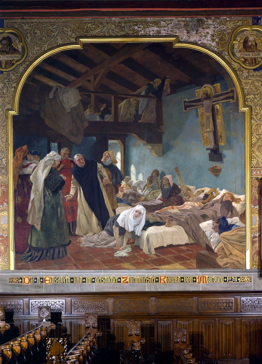 Santa Elisabetta e il suo confessore Corrado di Marburgo nel 1230, 1903 da Peter Johann Theodor Janssen