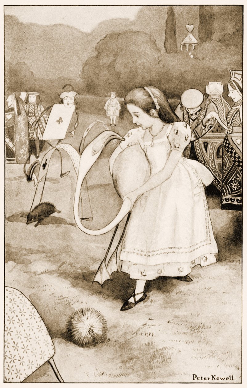 "Si sarebbe attorcigliato e avrebbe guardato in faccia", illustrazione per Le avventure di Alice nel Paese delle Meraviglie di Lewis Carroll, 1901 da Peter Newell
