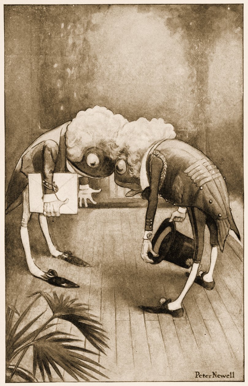 Si inchinarono entrambi e i loro ricci si intrecciarono, illustrazione per Le avventure di Alice nel Paese delle Meraviglie di Lewis Carroll, 1901 da Peter Newell