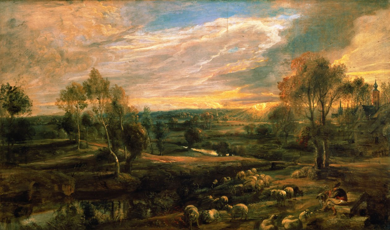 Paesaggio con pastore e il suo gregge, c.1638 da Peter Paul Rubens