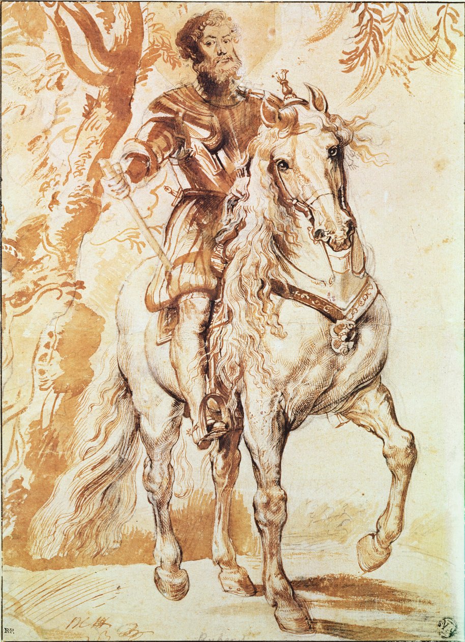 Un cavaliere a cavallo in armatura da Peter Paul Rubens