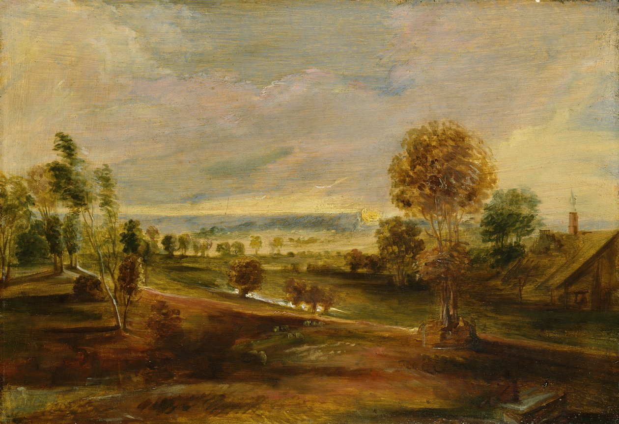 Paesaggio con edifici agricoli: tramonto da Peter Paul Rubens