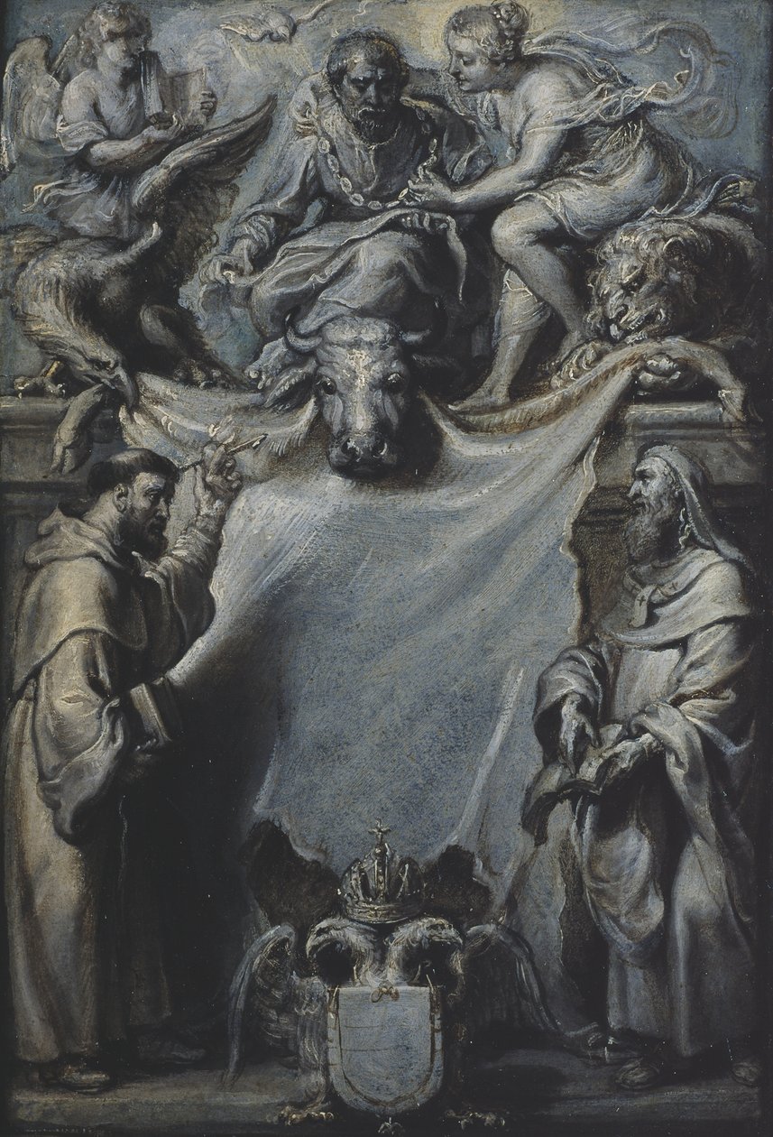 Modello per la pagina del titolo ai Commentari di Corderius su San Luca da Peter Paul Rubens