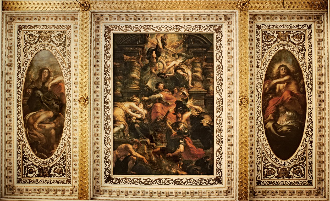 Il soffitto di Whitehall: il regno pacifico di re Giacomo I (1566-1625) 1632-34 da Peter Paul Rubens