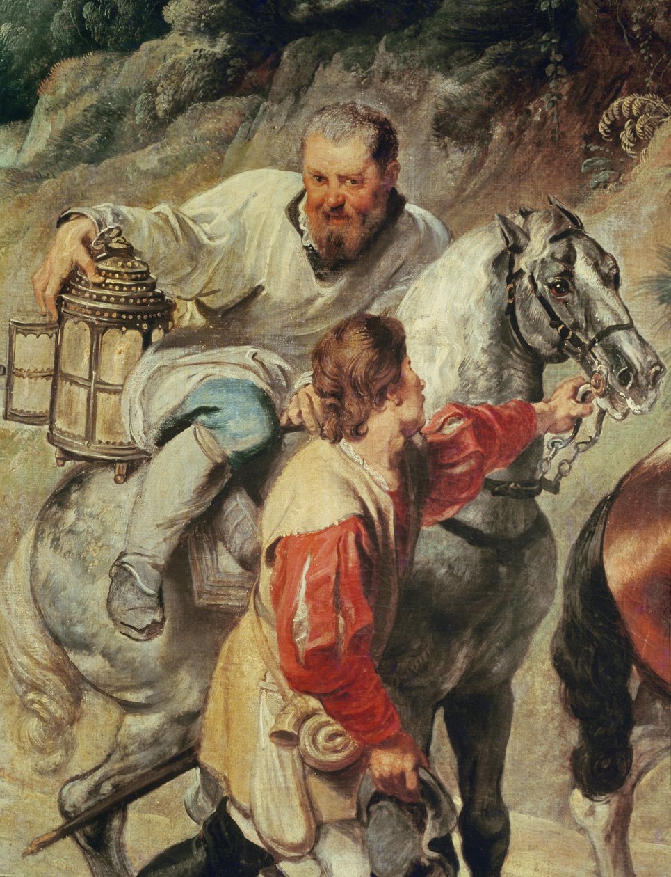 Il sacrestano che accompagna il sacerdote portando l