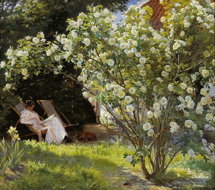 Marie su una sedia a sdraio, che legge da Peder Severin Krøyer
