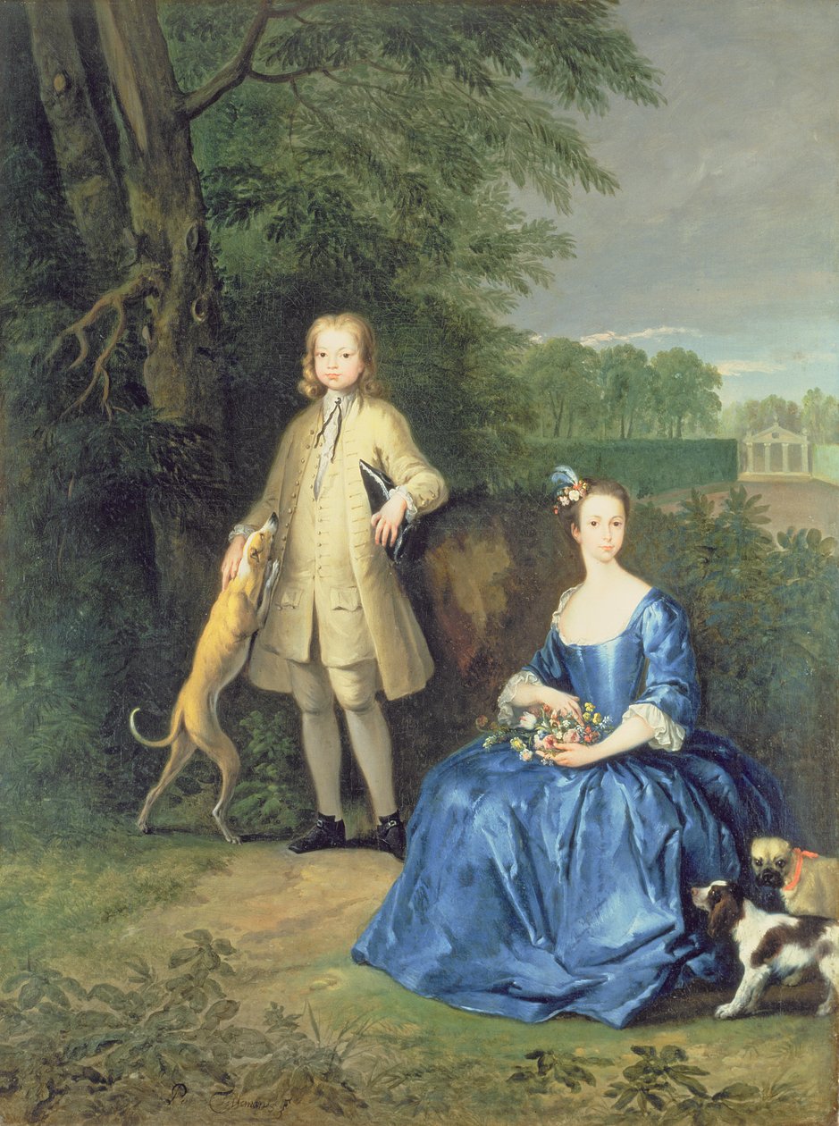 Ritratto del giovane Edward e della signorina Mary Macro, 1733 da Peter Tillemans