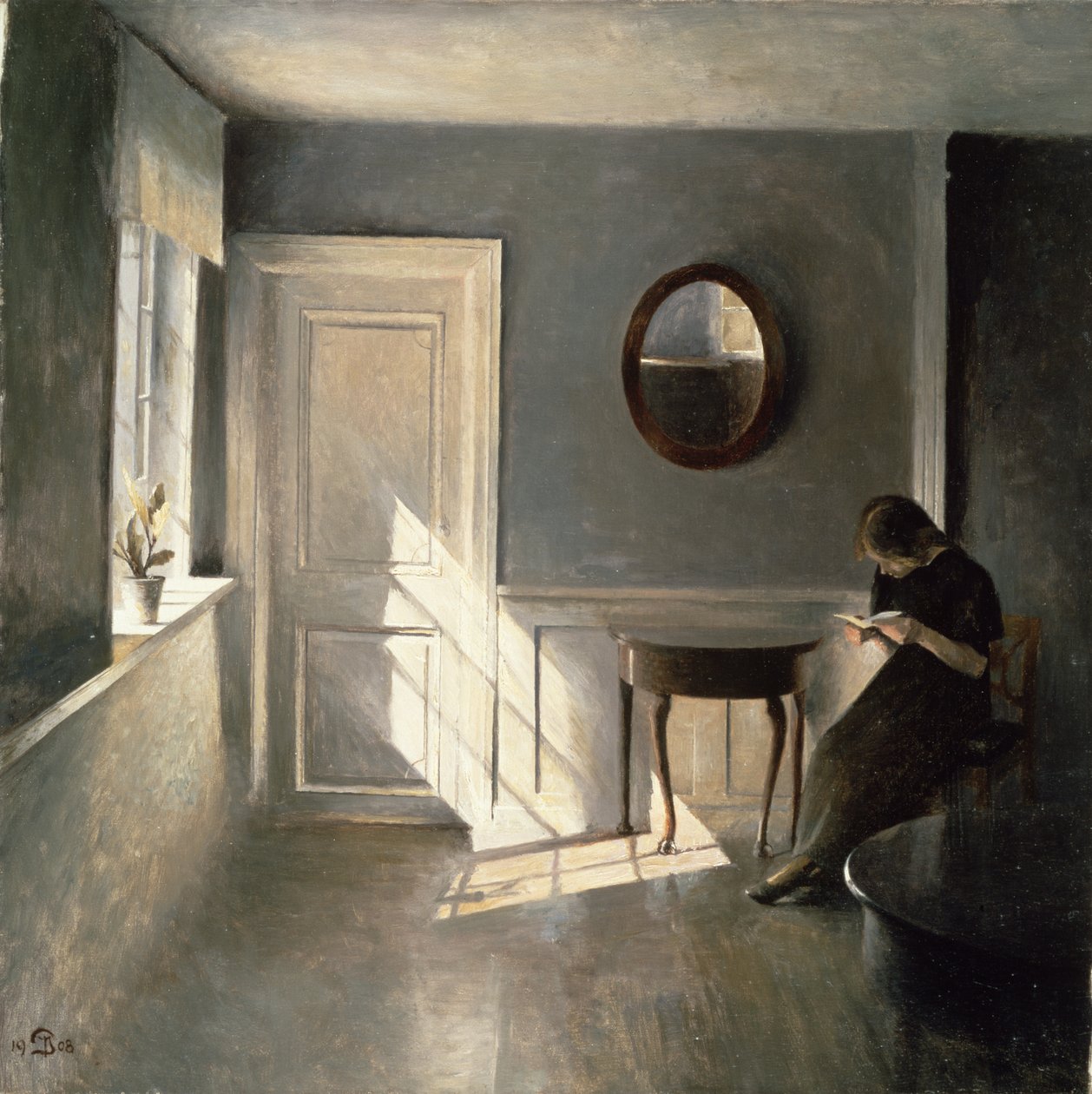Ragazza che legge una lettera in un interno, 1908 da Peter Vilhelm Ilsted
