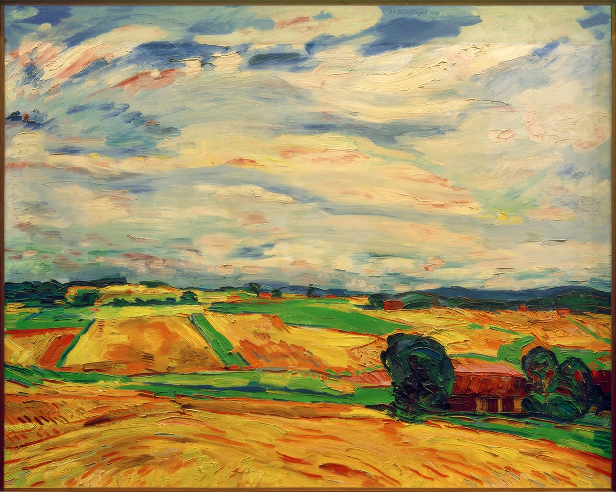 Paesaggio con campi di raccolto da Peter August Böckstiegel