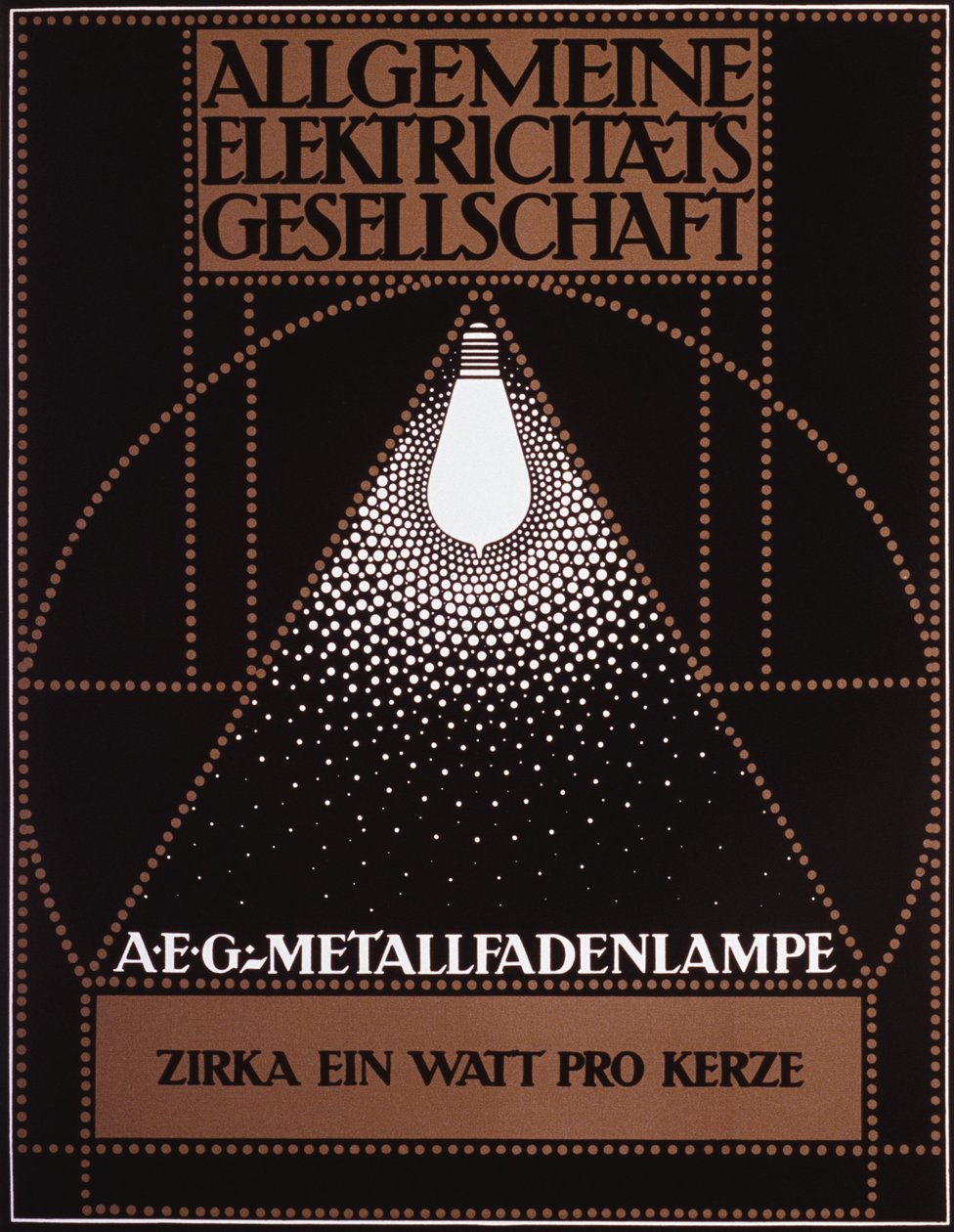 Poster Pubblicitario per la General Electric Company [AEG] 1910 da Peter Behrens
