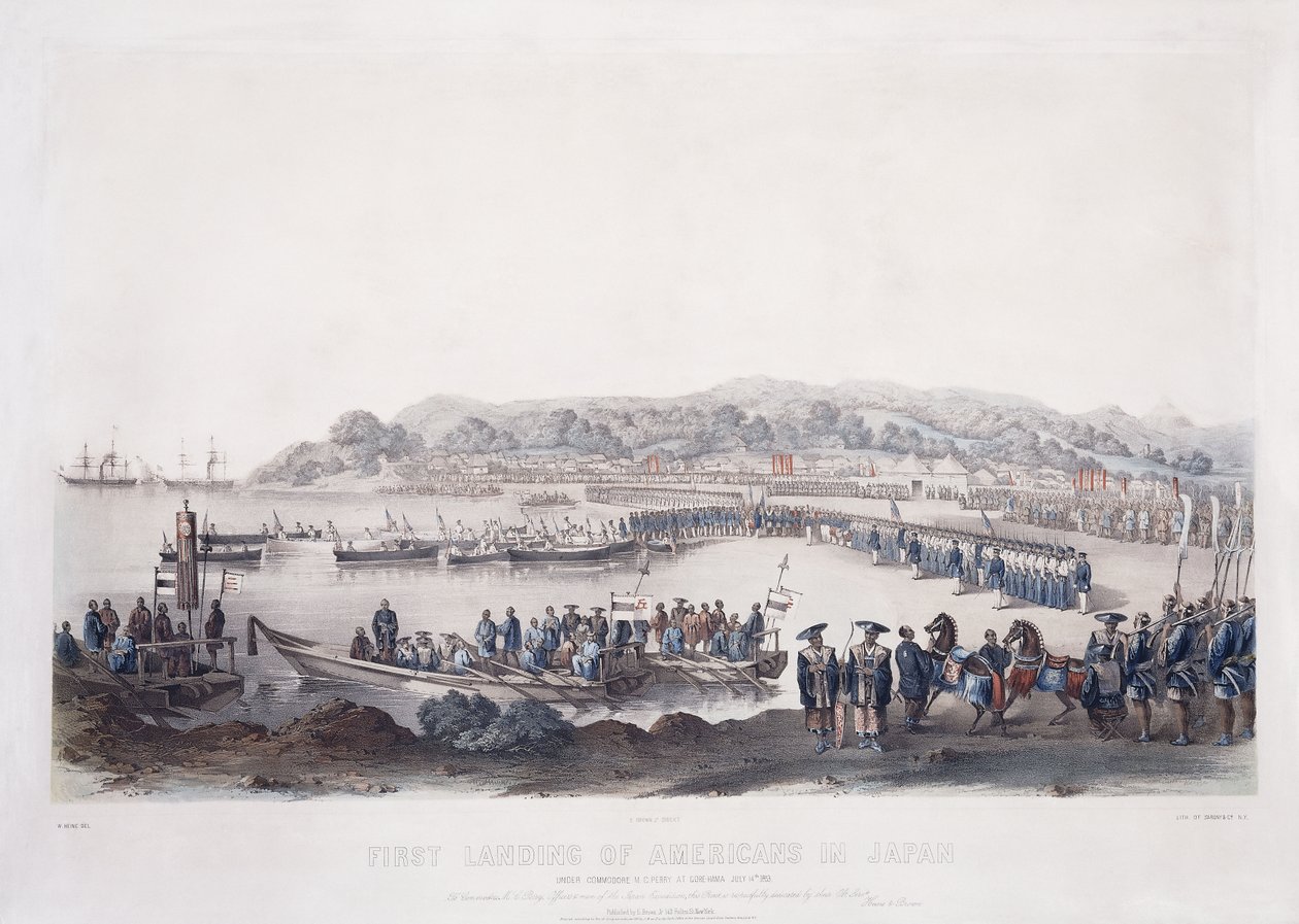 Primo sbarco degli americani in Giappone a Gore-Hama il 14 luglio 1853 da Peter Bernhard Wilhelm Heine
