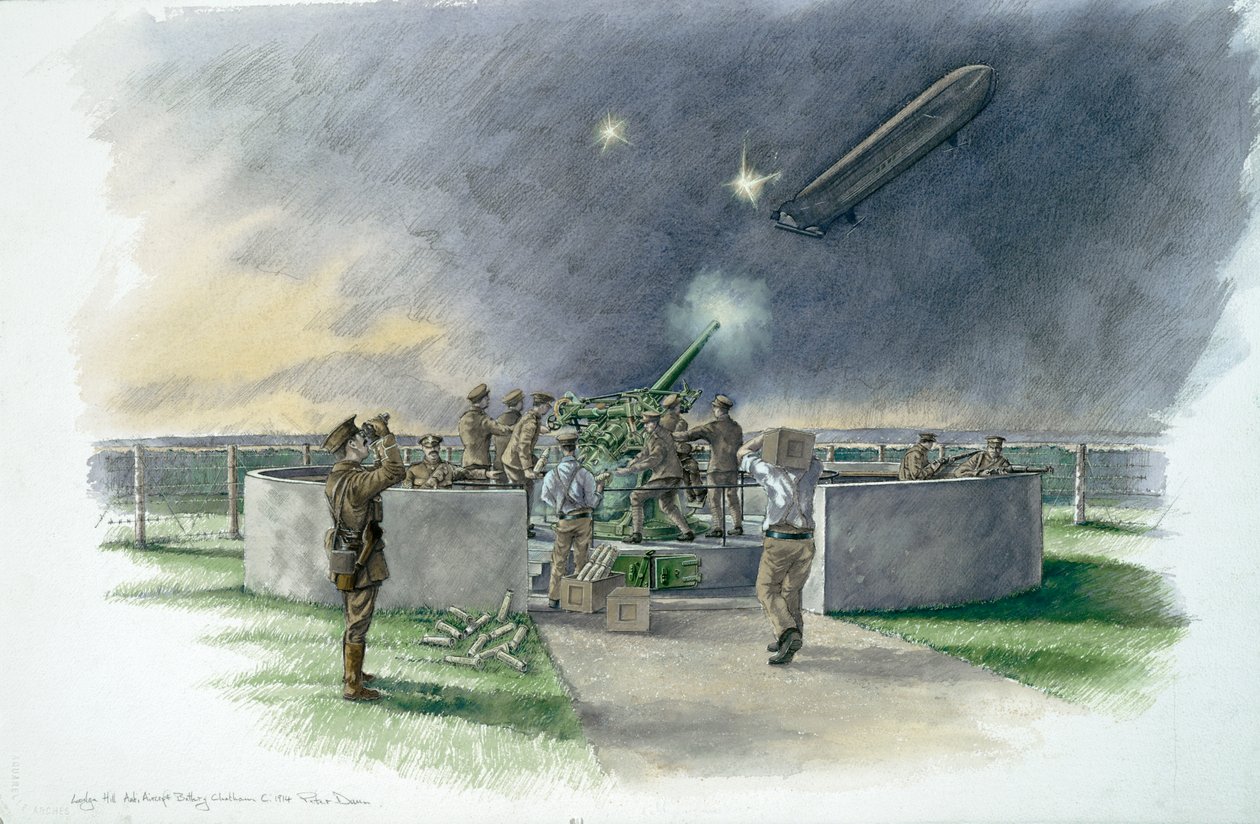Batteria di Lodge Hill, sparando a un dirigibile tedesco durante la Prima Guerra Mondiale da Peter Dunn