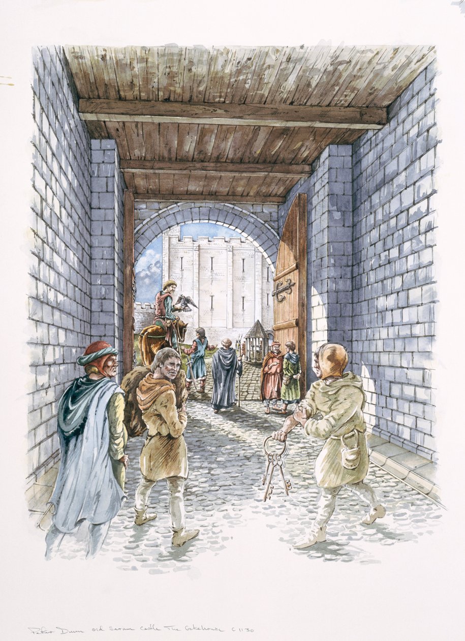 La porta del castello, Old Sarum, Wiltshire, c1130, 1994 da Peter Dunn