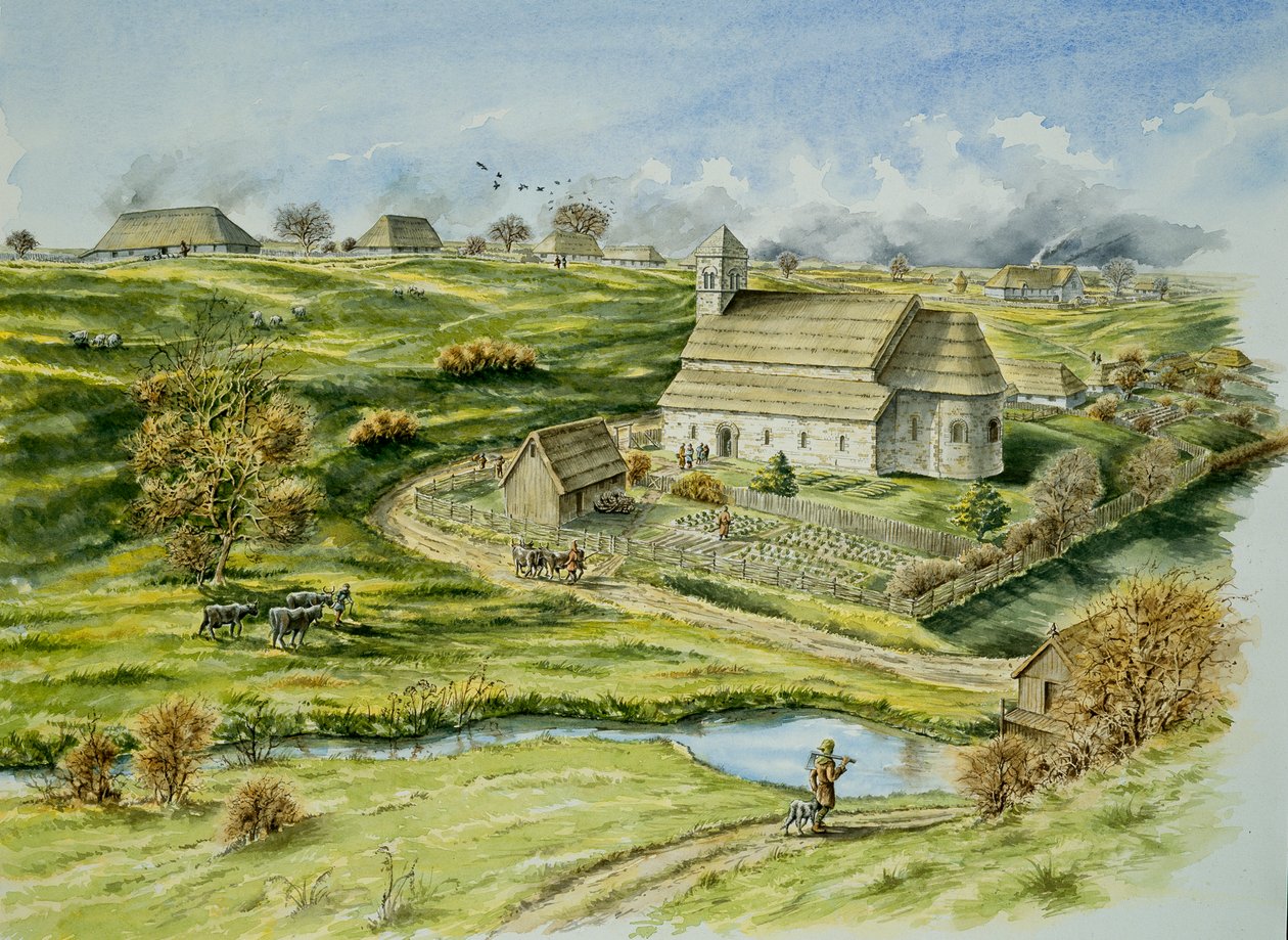 Villaggio medievale di Wharram Percy, fine XII secolo, c. 1990-2010 da Peter Dunn