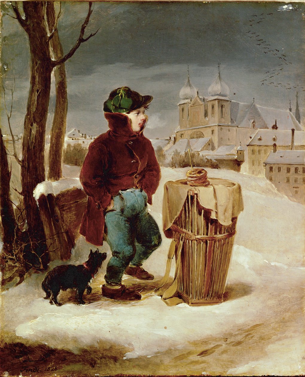 Brezelbub auf dem Glacis - Ragazzo che vende pretzel nella periferia di Vienna ... da Peter Fendi