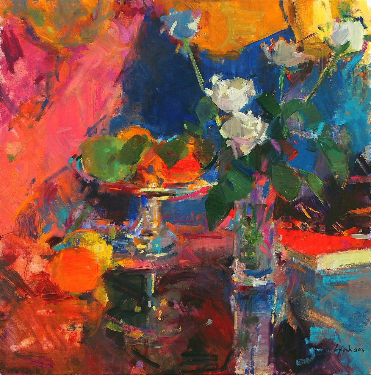 Natura morta con rose bianche da Peter Graham (Contemporary)
