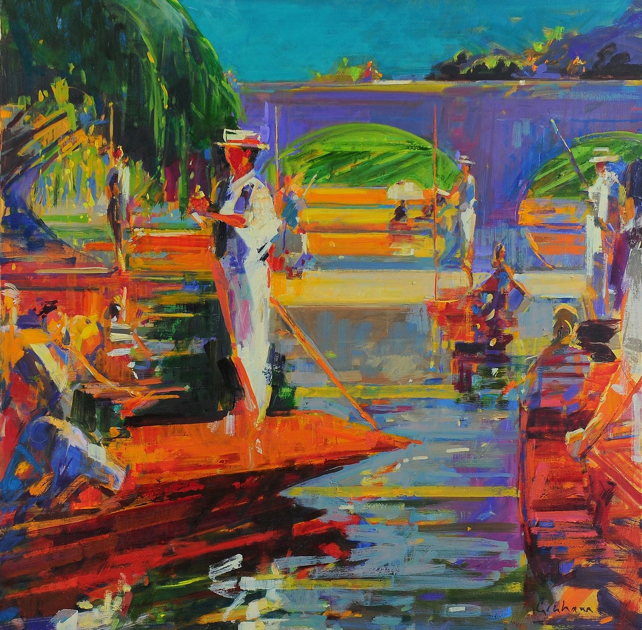 Barcaioli, Cambridge (olio su tela) da Peter Graham