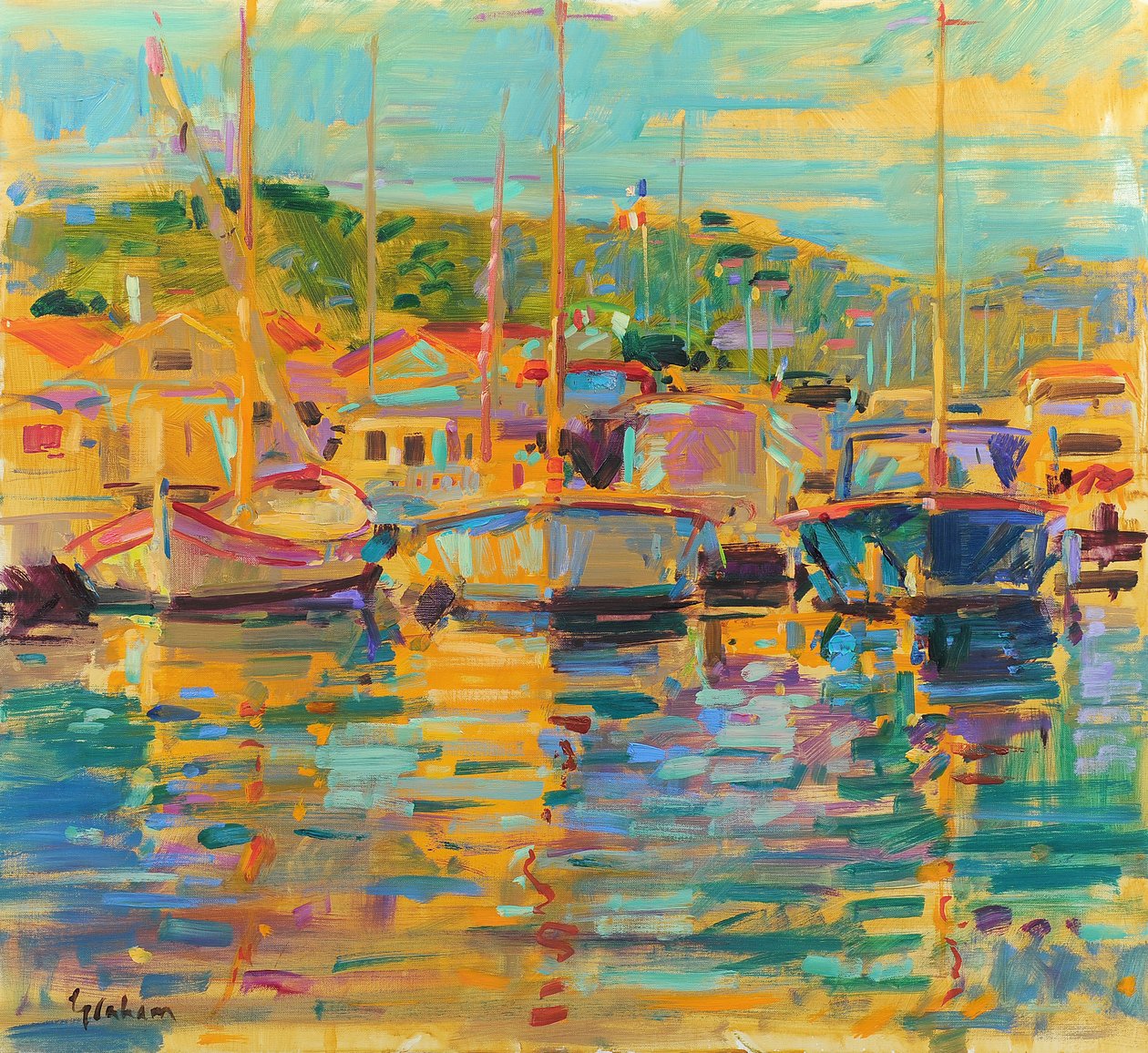 Mattina di Saint-Tropez, 2018 (olio su tela) da Peter Graham