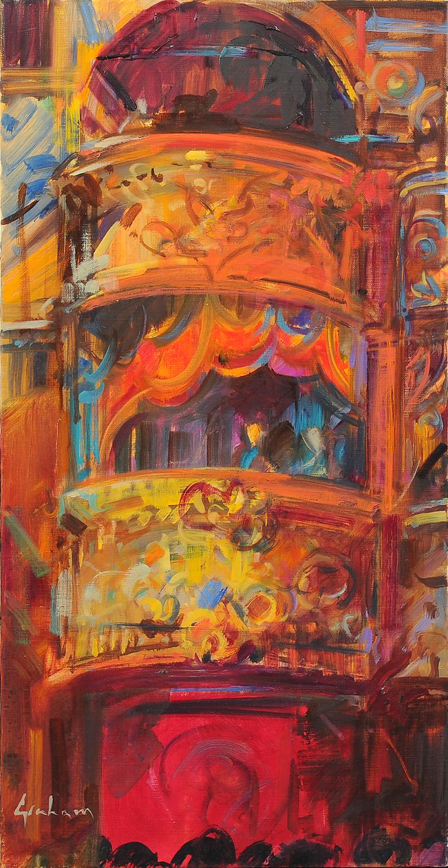 Delizie teatrali Londra, 2021 (olio su tela) da Peter Graham