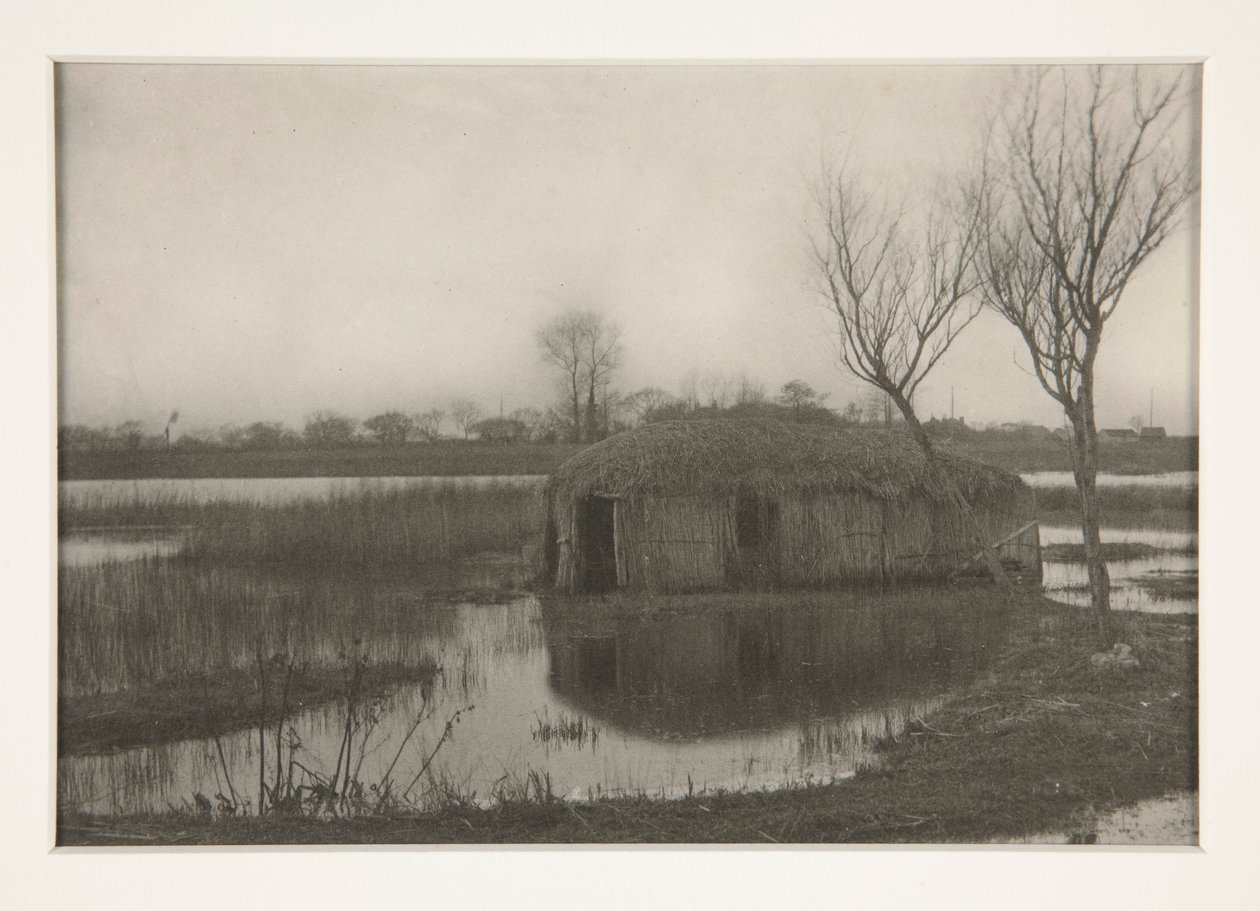 Una casa-barca di canne, Tavola XXXI da Vita e paesaggio sui Norfolk Boards da Peter Henry Emerson
