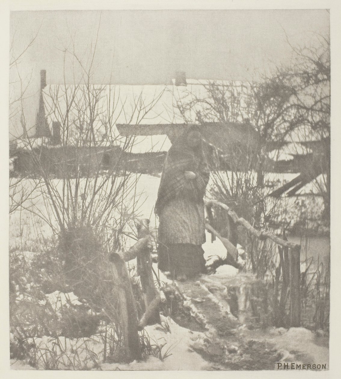 Un sentiero scivoloso - Scena invernale (Norfolk) da Peter Henry Emerson