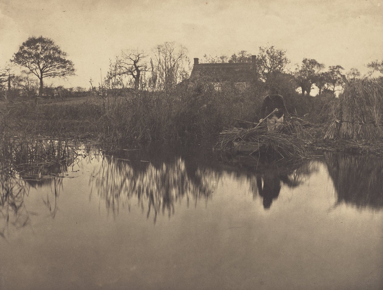 Spingere una barca con la pertica sul Gladdon da Peter Henry Emerson