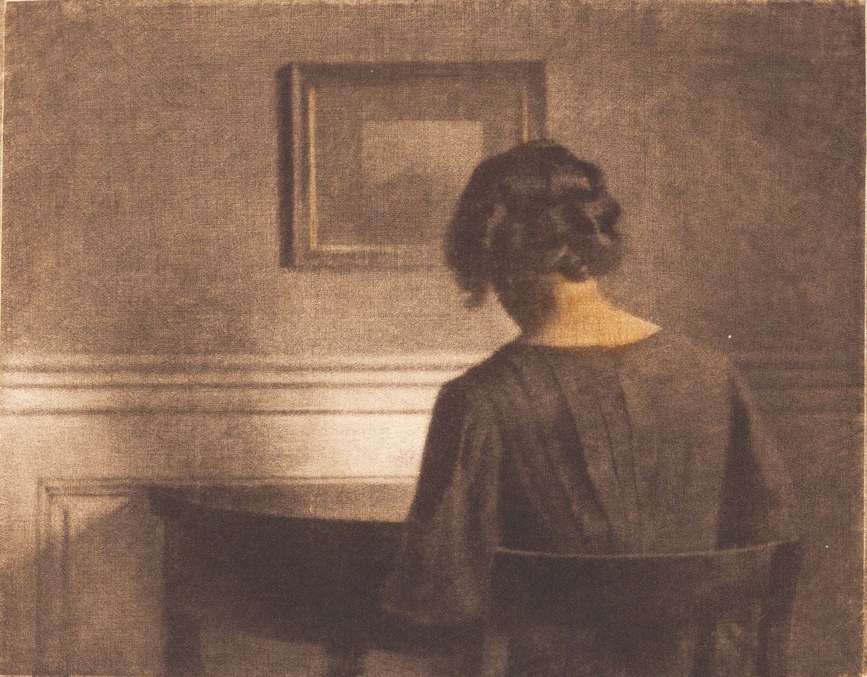 Giovane ragazza vicino a un tavolo semicircolare da Peter Vilhelm Ilsted