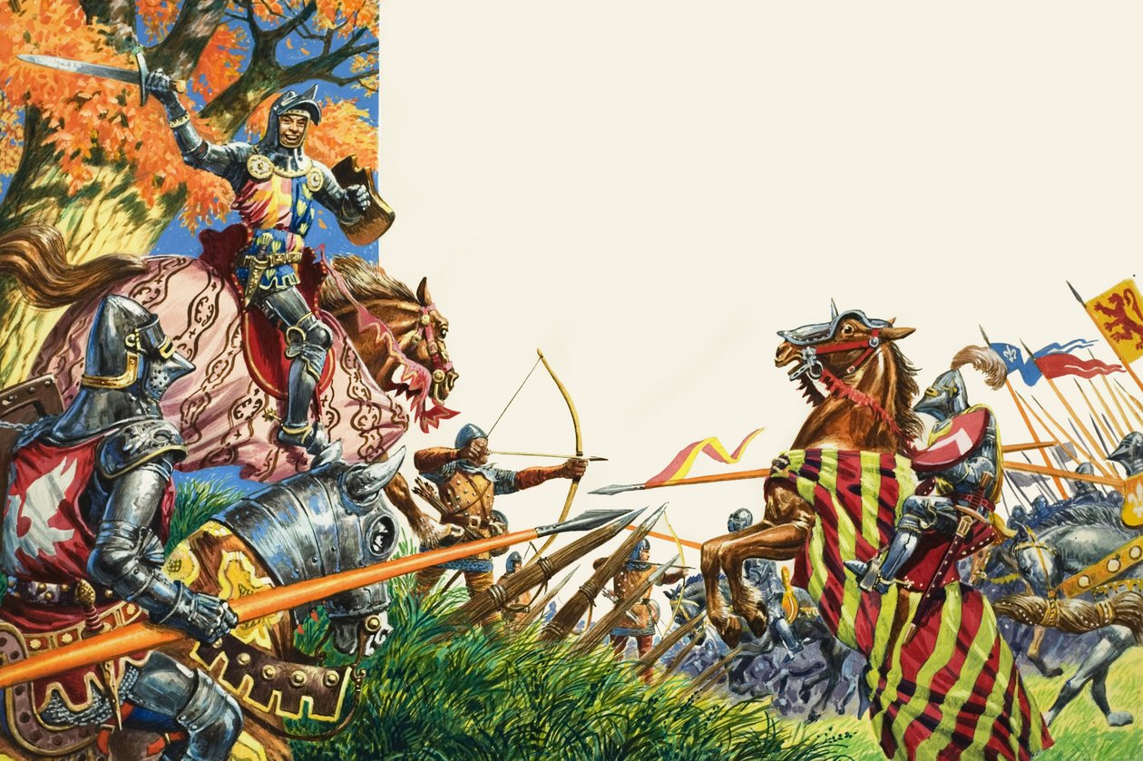 Battaglia di Agincourt del 1415 (gouache su carta) da Peter Jackson