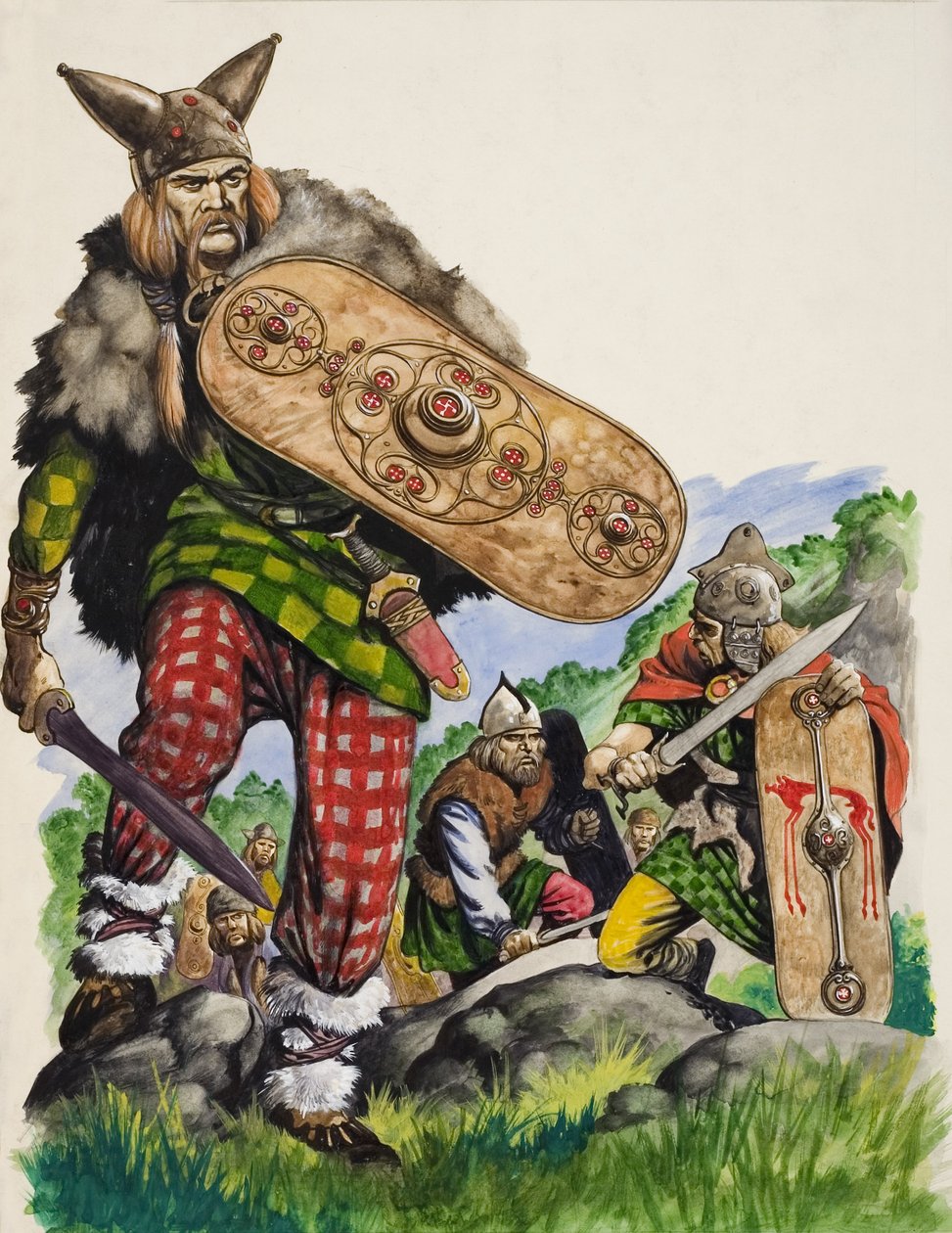 Guerrieri celtici (gouache su carta) da Peter Jackson