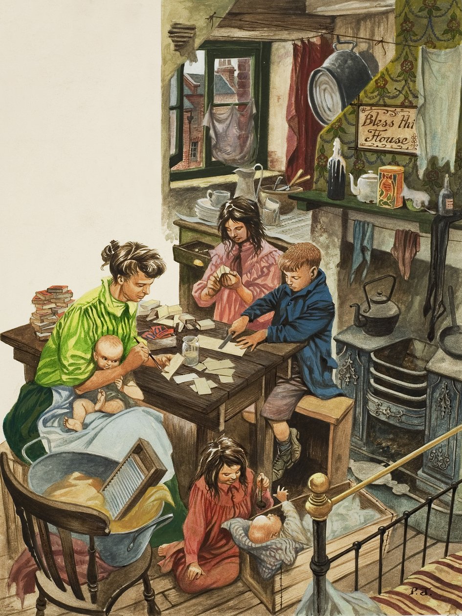 Realizzazione di scatole di fiammiferi (gouache su carta) da Peter Jackson