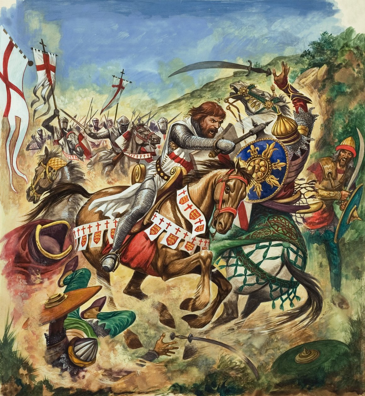 Riccardo Cuor di Leone (1157-99) durante la Terza Crociata (gouache su carta) da Peter Jackson