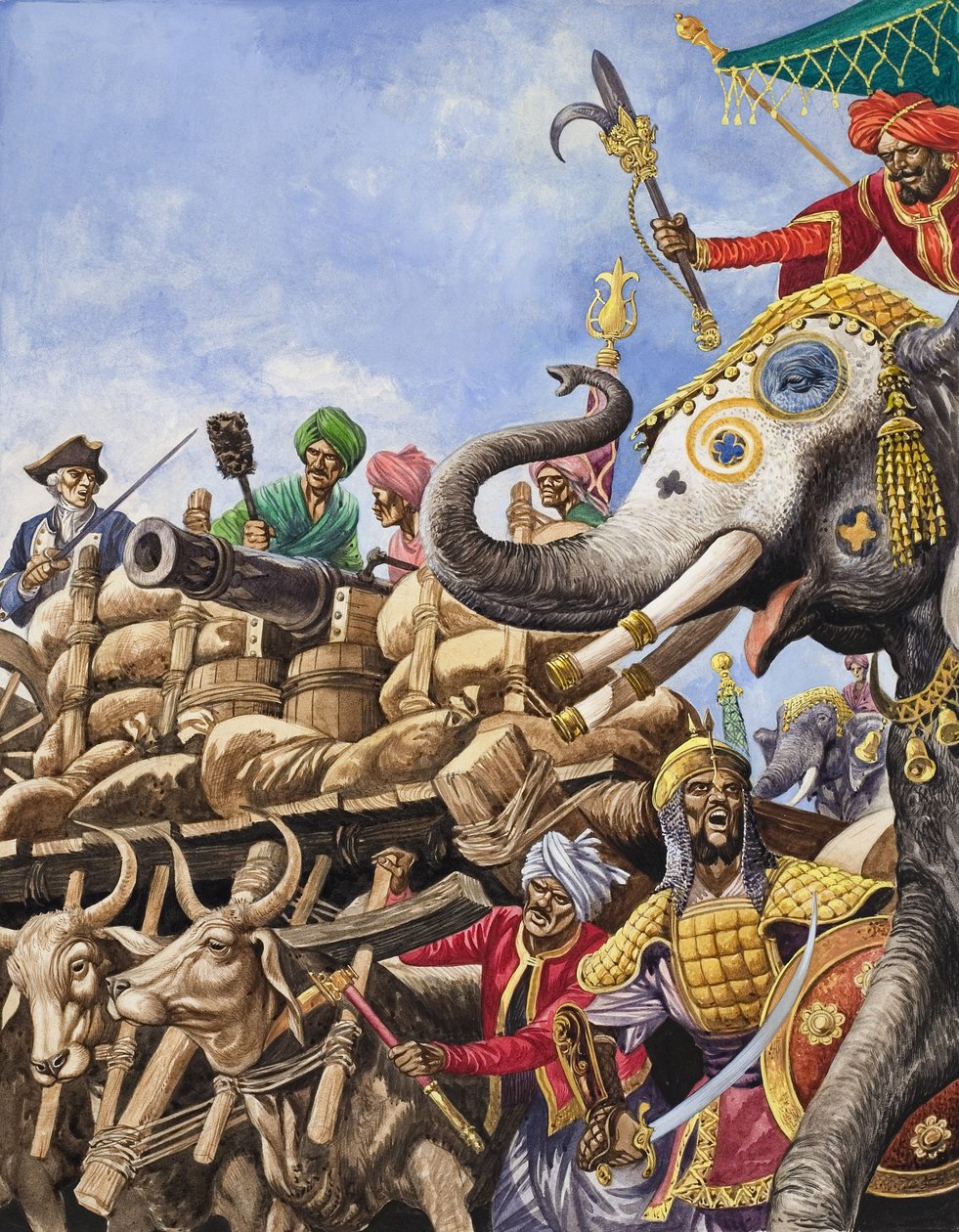 La battaglia di Plassey del 1757 (gouache su carta) da Peter Jackson