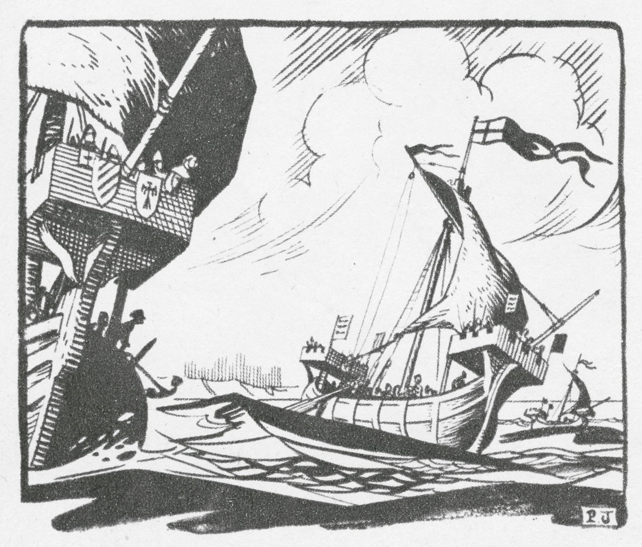 La flotta dei Cinque Porti salpa da Dover (litografia) da Peter Jackson