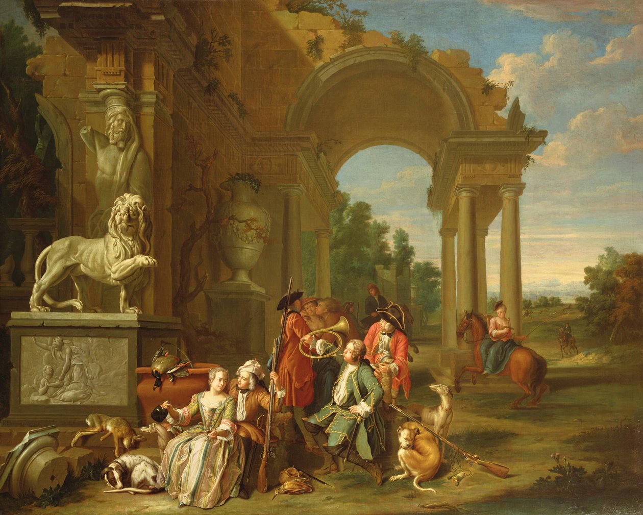 Una battuta di caccia in rovine classiche da Peter Jacob Horemans