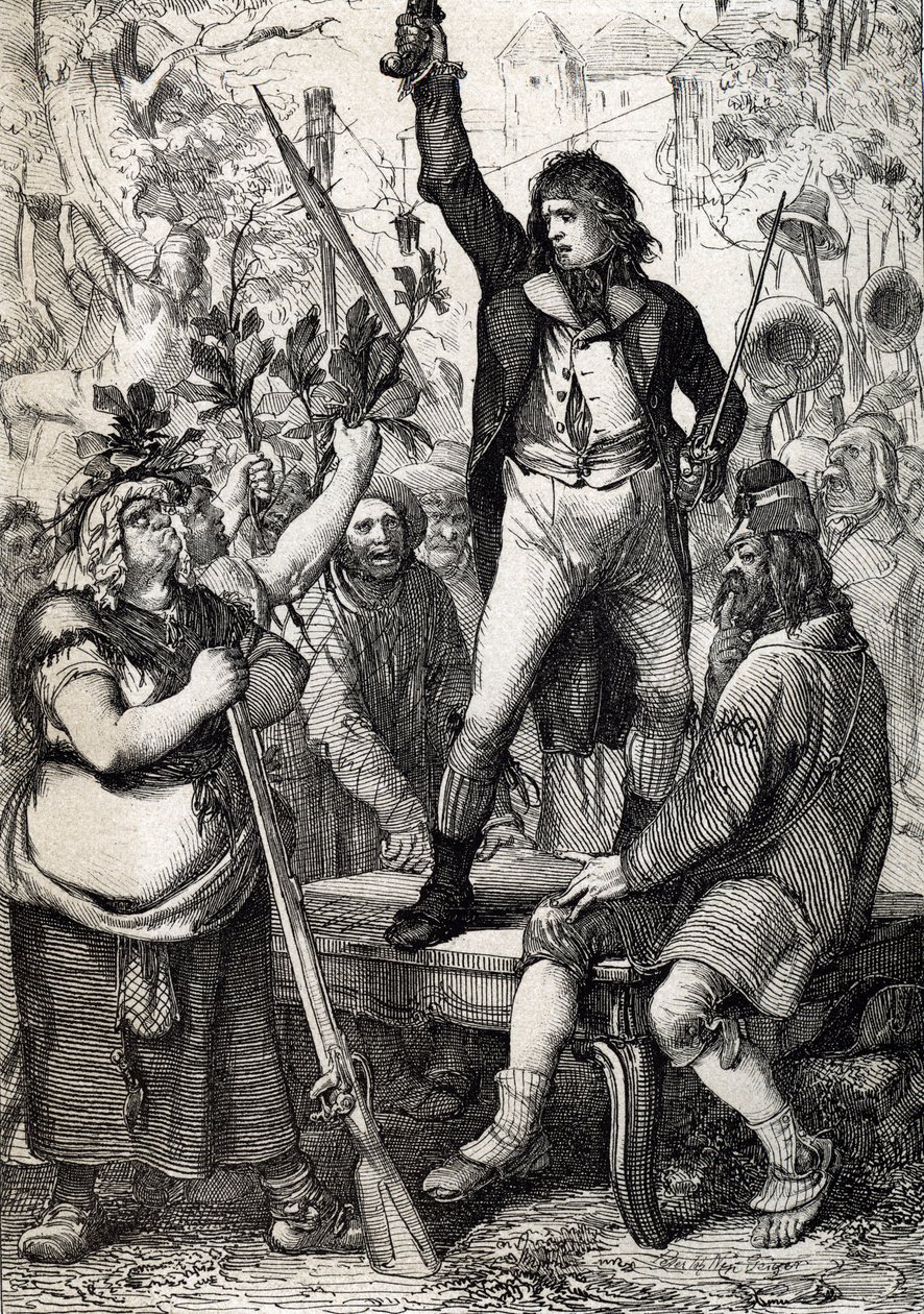 Scoppio della Rivoluzione Francese nel 1789: la popolazione riunita è invitata a scegliere il colore di una coccarda e a prendere le armi (storico) di Anton Ziegler da Peter Johann Nepomuck Geiger